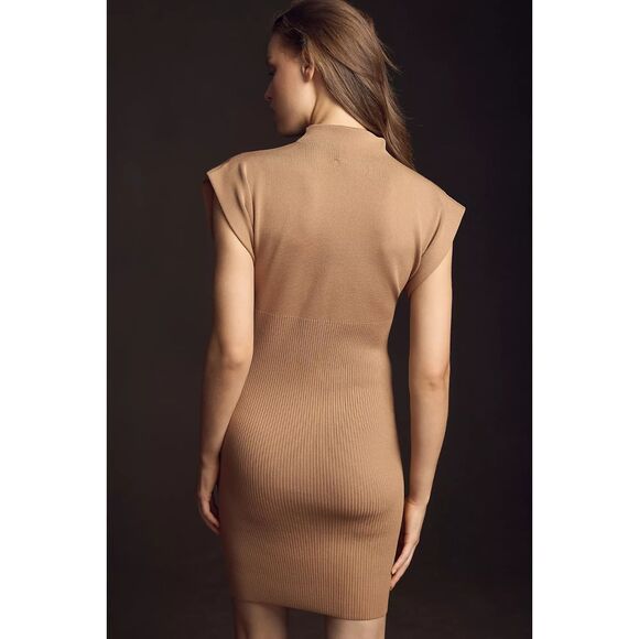 NWT By Anthropologie Mock-Neck Mini Dress in Cedar Women's Size Medium - Picture 3 of 13